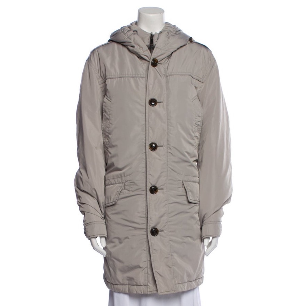 Burberry Grey Nova Check Mid Length Down Hooded Padded Parka Puffer Coat Jacket
